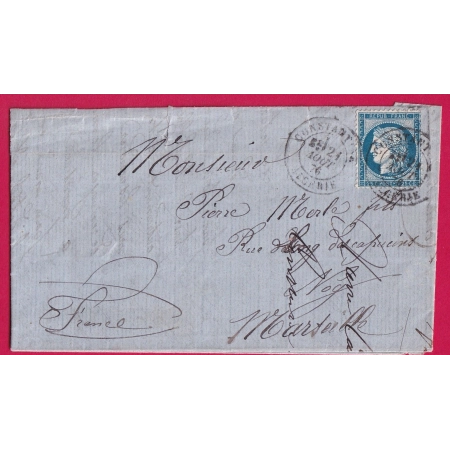 N°60 CAD TYPE 17 CONSTANTINE ALGERIE POUR MARSEILLE LETTRE COVER
