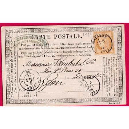 N°55 CAD TYPE 16 MAZAMET TARN POUR LYON CARTE PRECURSEUR LETTRE COVER