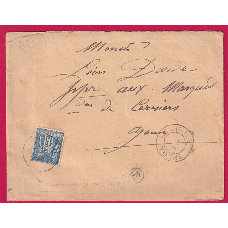 N°90 CAD LEZINNES YONNE BOITE RURALE E PACY SUR ARMANCON POUR CERISIERS LETTRE COVER