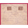 N°80 X2 NEVERS NIEVRE 1889 POUR PARIS LETTRE CHARGE COVER
