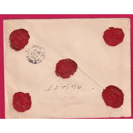 N°80 X2 NEVERS NIEVRE 1889 POUR PARIS LETTRE CHARGE COVER