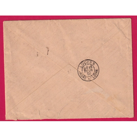 N°90 MONTRESOR INDRE ET LOIRE TAXE 45C 30 + 15C LOCHES INDRE ET LOIRE TYPE DUVAL LETTRE COVER