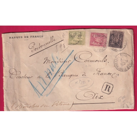 N°82 89 98 PARIS 7 AFFRANCHISSEMENTS 7 POUR AIX EN PROVENCE BOUCHES DU RHONE LETTRE COVER