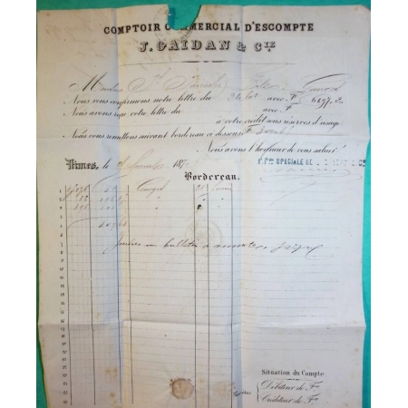 N°45B CERES BORDEAUX BELLE COULEUR GC 2659 NIMES GARD POUR GANGES HERAULT FEVRIER 1871 LETTRE COVER FRANCE