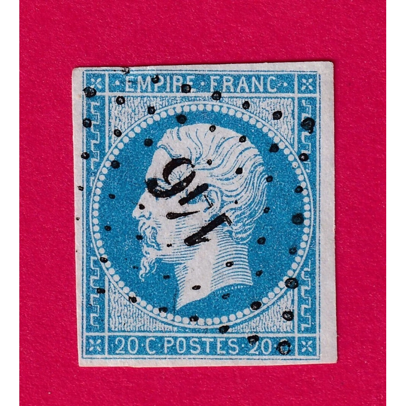 N°14 PC 146 ASFELD ARDENNES COTE OBLITERATION 50€ SUR BLEU TIMBRE BRIEFMARKEN STAMP FRANCE