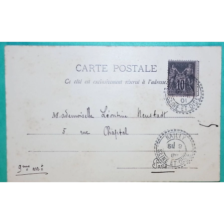 N°103 SAGE CAD FB84 BAILLY SEINE ET OISE CARTE POSTALE VERSAILLES POUR PARIS RUE CHAPTAL 1901 LETTRE COVER FRANCE