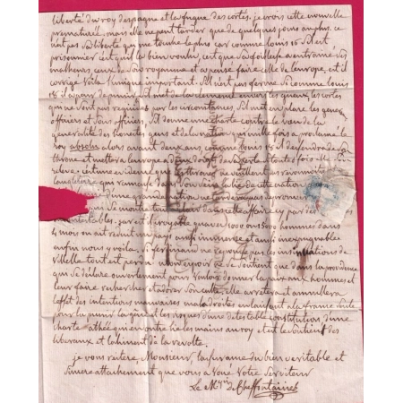 MARQUE 34 CHATEAUNEUF DE BRETAGNE ILLE ET VILAINE 1823 INDICE 13 POUR ST POL DE LEON LETTRE COVER FRANCE