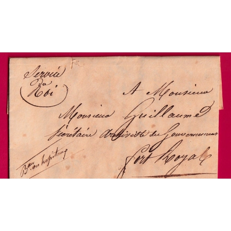 SERVICE DU ROI FORT ROYAL MARTINIQUE1819 POUR FORT ROYAL FORT DE FRANCE LETTRE COVER FRANCE
