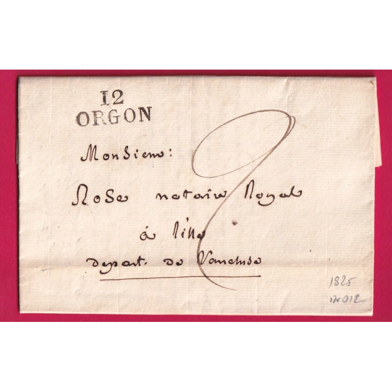 MARQUE 12 ORGON 1825 INDICE 12 POUR LE VAUCLUSE LETTRE COVER FRANCE