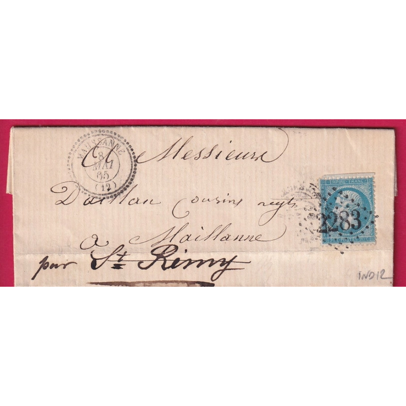 N°22 GC 2283 MAUSSANNE BOUCHES DU RHONE INDICE 12 POUR MAILLANNE ST REMY DE PROVENCE CAD TYPE 22 LETTRE COVER FRANCE