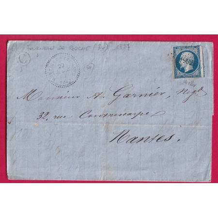 N°14 PC 1902 MARTIGNE FERCHAUD ILLE ET VILAINE CAD TYPE 22 BOITE RURALE C FOURNEAU LA ROCHE POUR NANTES LETTRE COVER