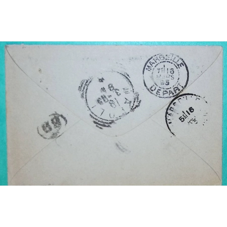 ENTIER SAGE 15C BLEU + N°75 x2 ENVELOPPE MARSEILLE PLACE DE LA PREFECTURE POUR NAPLES ITALIE 1893 LETTRE COVER FRANCE