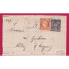 N°38 89 PARIS PLACE DE LA BOURSE 1877 POUR RODEZ AVEYRON 1877 LETTRE COVER