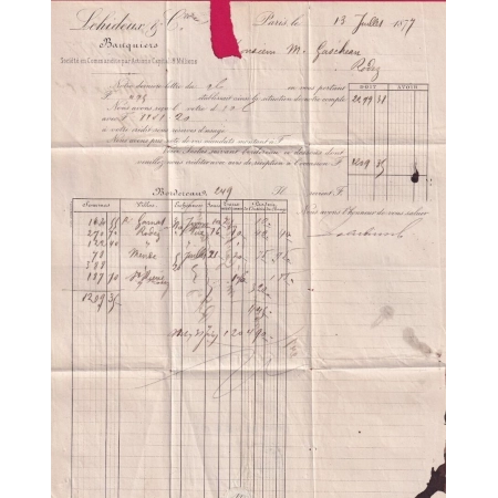 N°38 89 PARIS PLACE DE LA BOURSE 1877 POUR RODEZ AVEYRON 1877 LETTRE COVER