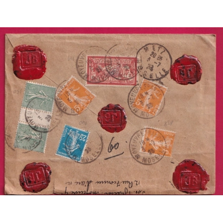 N°119 130 140 158 MOYEUVRE GRANDE MOSELLE 1823 ETIQUETTE RECOMMANDEE ALLEMANDE POUR LUXEMBOURG LETTRE COVER
