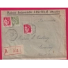 N°283 284A LIXHEIM MOSELLE 1937 CAD HEXAGONAL RECOMMANDE POUR COUCHEY COTE D'OR LETTRE COVER