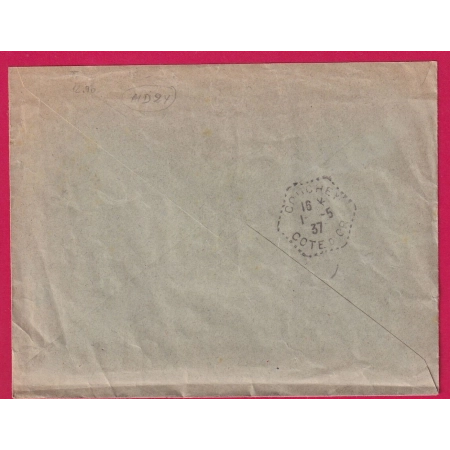 N°283 284A LIXHEIM MOSELLE 1937 CAD HEXAGONAL RECOMMANDE POUR COUCHEY COTE D'OR LETTRE COVER