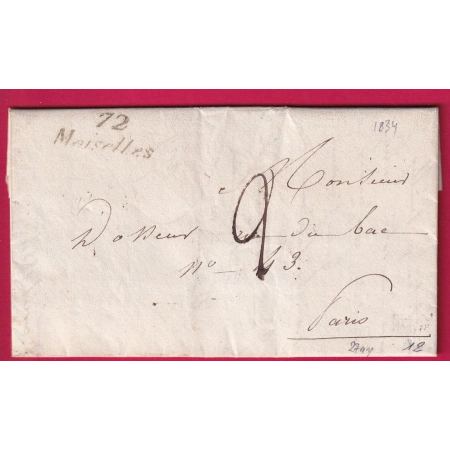 CURSIVE 72 MOISELLES SEINE ET OISE 1834 INDICE 12 POUR PARIS LETTRE COVER