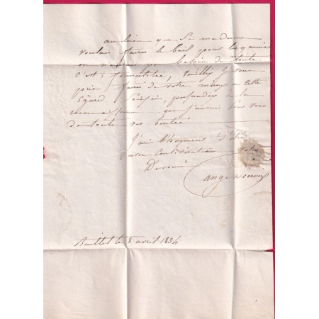 CURSIVE 72 MOISELLES SEINE ET OISE 1834 INDICE 12 POUR PARIS LETTRE COVER