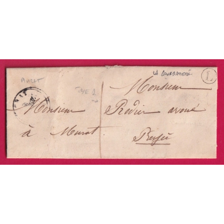 CAD TYPE 15 MURAT CANTAL TAXE LOCALE 1 BOITE RURALE L LA COURBATIERE POUR MURAT LETTRE COVER