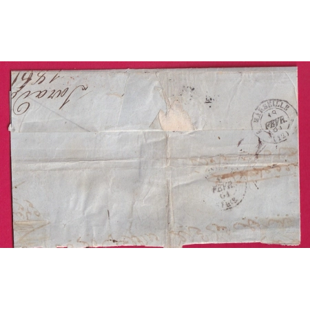 PAQUEBOT POSTES SIMOIS POUR MARSEILLE AVEC TEXTE EN ARABE PAQUEBOT DE LA MEDITERRANEE 31.01.1861 LETTRE COVER