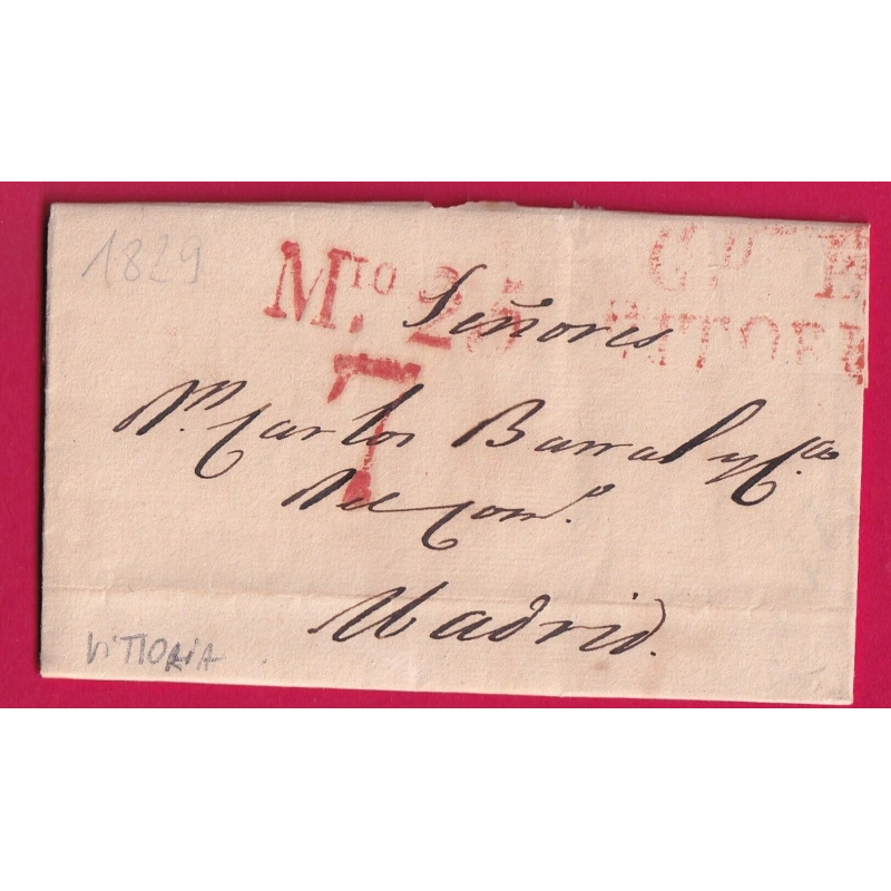 MARQUE VITTORIA ESPAGNE 1829 POUR MADRID SPAIN LETTRE COVER