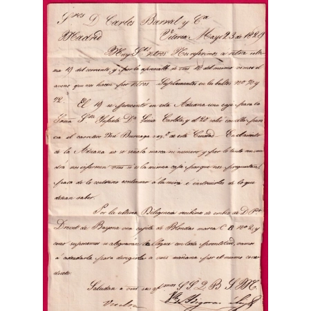 MARQUE VITTORIA ESPAGNE 1829 POUR MADRID SPAIN LETTRE COVER
