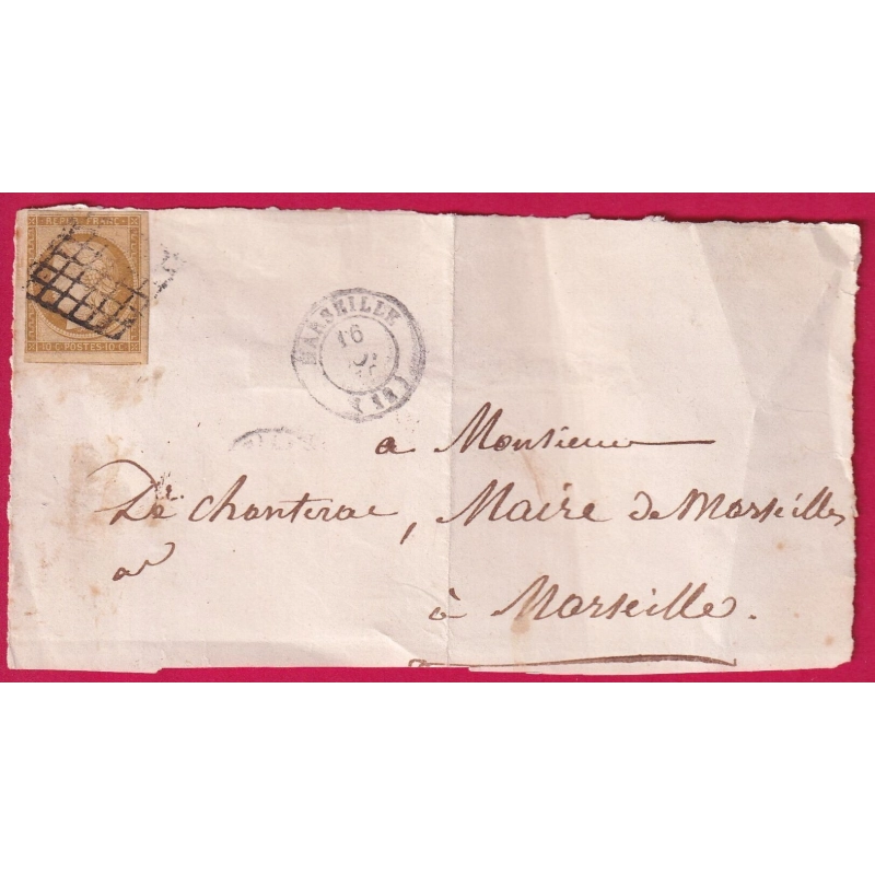 N°1 GRILLE DE MARSEILLE POUR MARSEILLE DEVANT DE LETTRE COVER