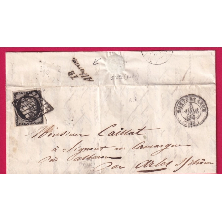 N°3 GRILLE MONTPELLIER HERAULT CURSIVE 12 ALBARON BOUCHES DU RHONE EN ARRIVE RARE LETTRE COVER
