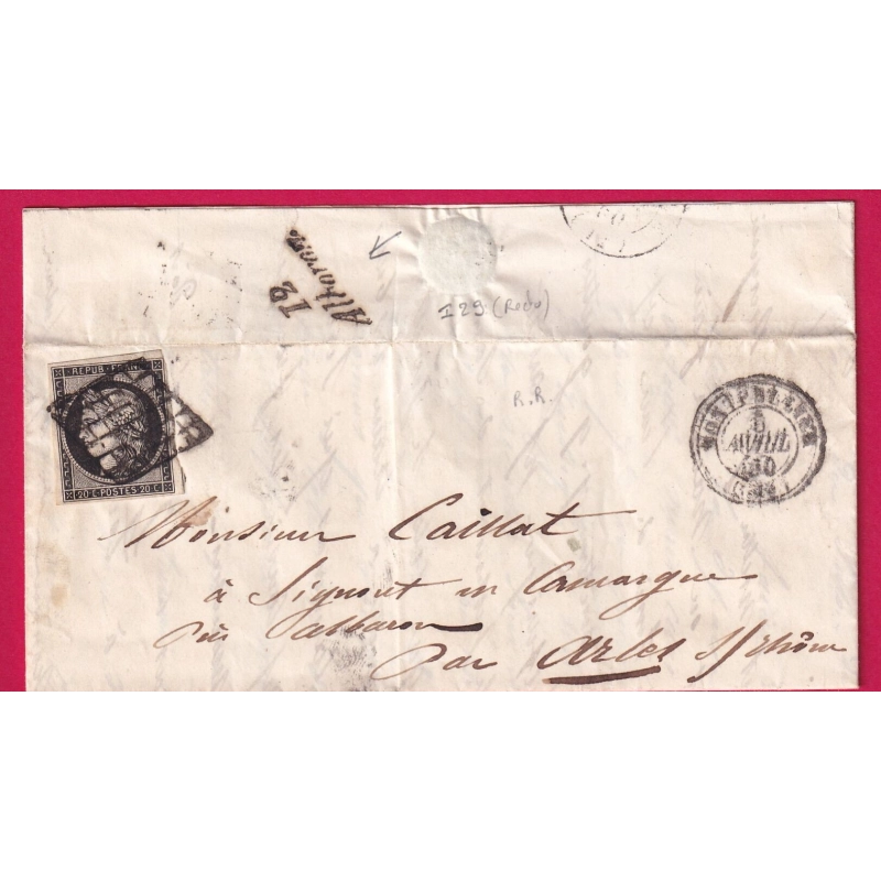N°3 GRILLE MONTPELLIER HERAULT CURSIVE 12 ALBARON BOUCHES DU RHONE EN ARRIVE RARE LETTRE COVER