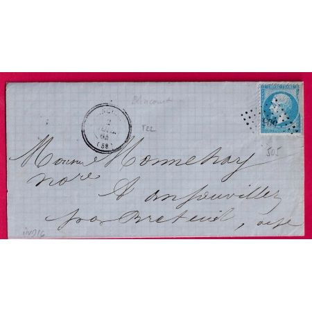 N°22 PC DU GC 505 BLINCOURT OISE CAD TYPE 22 USE POUR BRETEUIL INDICE 16 LETTRE COVER