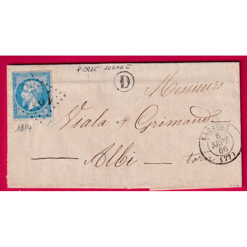 N°22 GC 1914 LACAUNE TARN BOITE RURALE D PIERRE SEGADE POUR ALBI LETTRE COVER