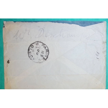 N°130 BANDE DE 4 SEMEUSE LIGNEE ENVELOPPE PNEUMATIQUE PARIS RUE DES SAINTS PERES POUR GRAND HOTEL 1920 COVER FRANCE