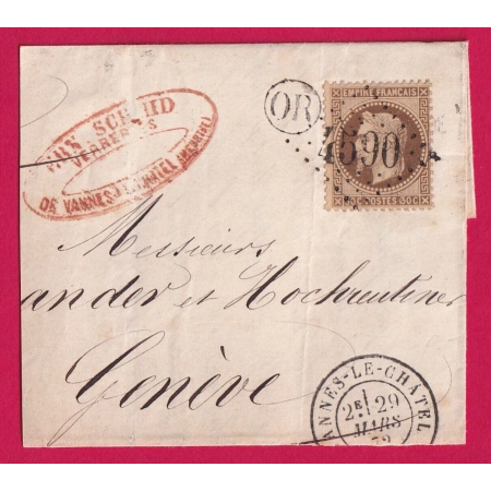N°30 GC 4590 VANNES LE CHATEL MEURTHE ET MOSELLE POUR GENEVE SUISSE + OR LETTRE COVER