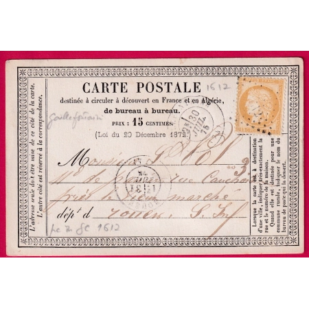 N°55 PC DU GC 1612 GAILLEFONTAINE SEINE INFERIEURE POUR ROUEN CARTE PRECURSEUR LETTRE COVER