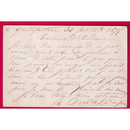 N°55 PC DU GC 1612 GAILLEFONTAINE SEINE INFERIEURE POUR ROUEN CARTE PRECURSEUR LETTRE COVER