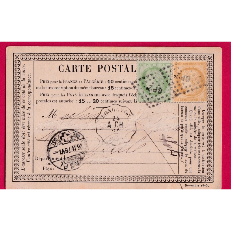 N°53 55 CONVOYEUR STATION LONGUYON MEURTHE ET MOSELLE POUR BALE SUISSE CARTE PRECUSEUR A 20C LETTRE COVER