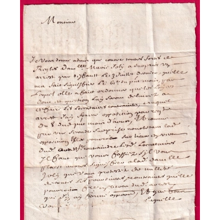 MARQUE MANUSCRIT DE ST DENIS SEINE 1680 POUR BORDEAUX AMELIORATION DE DATE TRES PRECOCE TEXTE DE PARIS LETTRE COVER