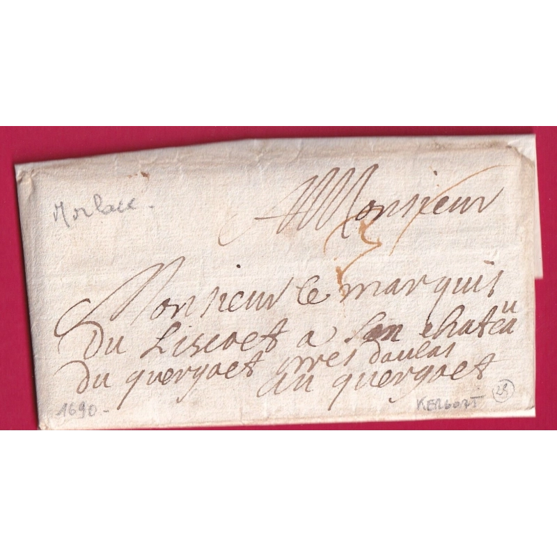 LETTRE DE MORLAIX FINISTERE 1690 POUR CHATEAU DE KERGOAT LETTRE COVER