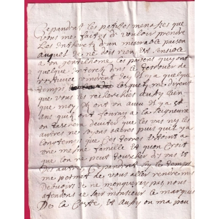LETTRE DE MORLAIX FINISTERE 1690 POUR CHATEAU DE KERGOAT LETTRE COVER