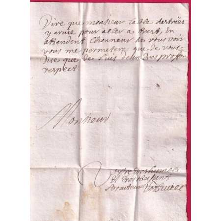 LETTRE DE MORLAIX FINISTERE 1690 POUR CHATEAU DE KERGOAT LETTRE COVER