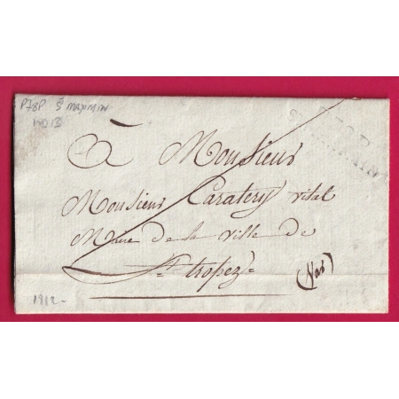 MARQUE P78P ST MAXIMIM A SEC VAR 1812 POUR ST TROPEZ INDICE 13 LETTRE COVER