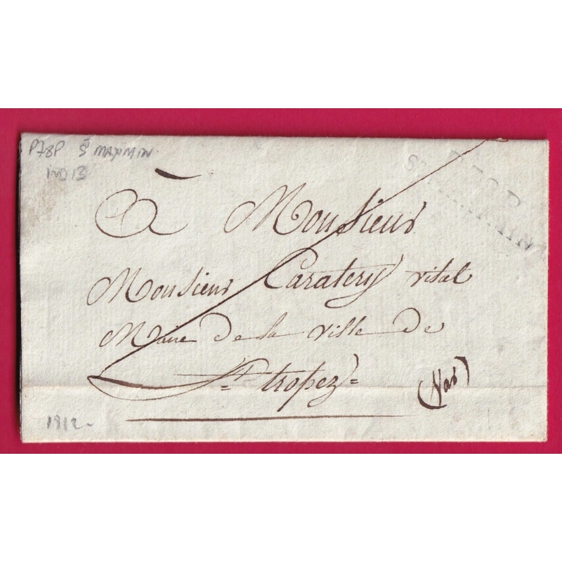 MARQUE P78P ST MAXIMIM A SEC VAR 1812 POUR ST TROPEZ INDICE 13 LETTRE COVER