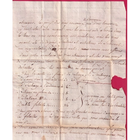 MARQUE DE STRASBOURG BAS RHIN ACHEMINEE DE NUITS COTE D'OR 1783 POUR SAAREBRUCK SARRBRUCKEN ALLEMAGNE LETTRE COVER