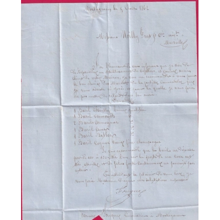 N°14 GC 5048 MOSTAGANEM 5 AOUT 1862 ALGERIE GC PRECOCE POUR MARSEILLE LETTRE COVER