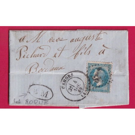 N°29 GC 693 CAHORS LOT BM DE LAROQUE POUR BORDEAUX LETTRE COVER