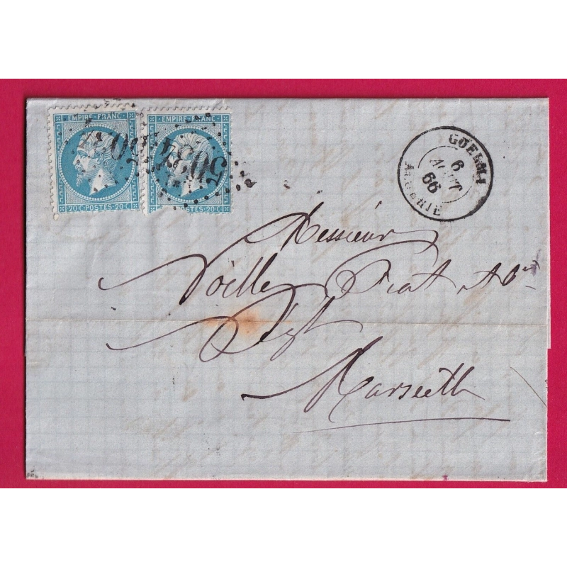N°22 X2 GC 5034 GUELMA ALGERIE POUR MARSEILLE LETTRE COVER