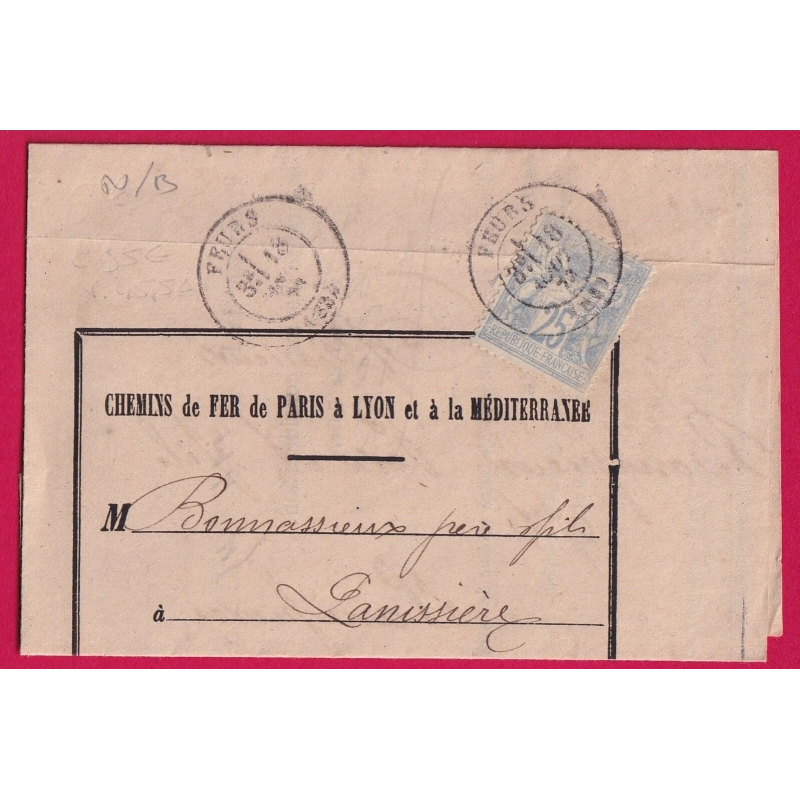 N°68 N/B CAD T17 FEURS LOIRE POUR PANISSIERE IMPRIME CHEMIN DE FER LETTRE COVER