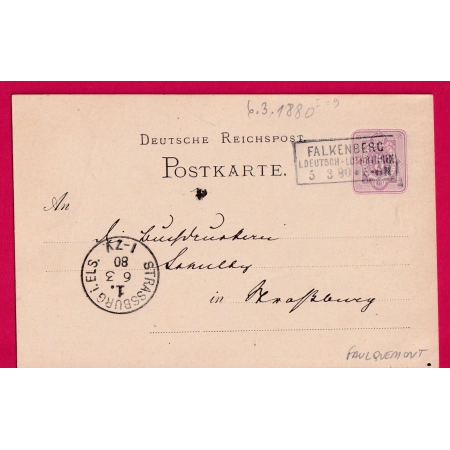 ALSACE LORRAINE ENTIER 5 FAULQUEMONT MOSELLE 1880 LETTRE COVER