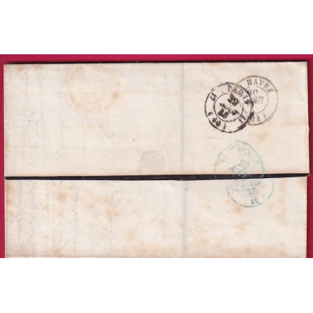 CAD TYPE 15 SORGES DORDOGNE OR LIGUEUX TAXE TAMPON 8 DECIME RURAL POUR LE HAVRE LETTRE COVER